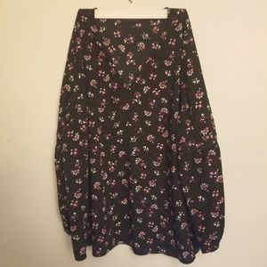 Lane Bryant Black floral Pintuck Crepe Blouse